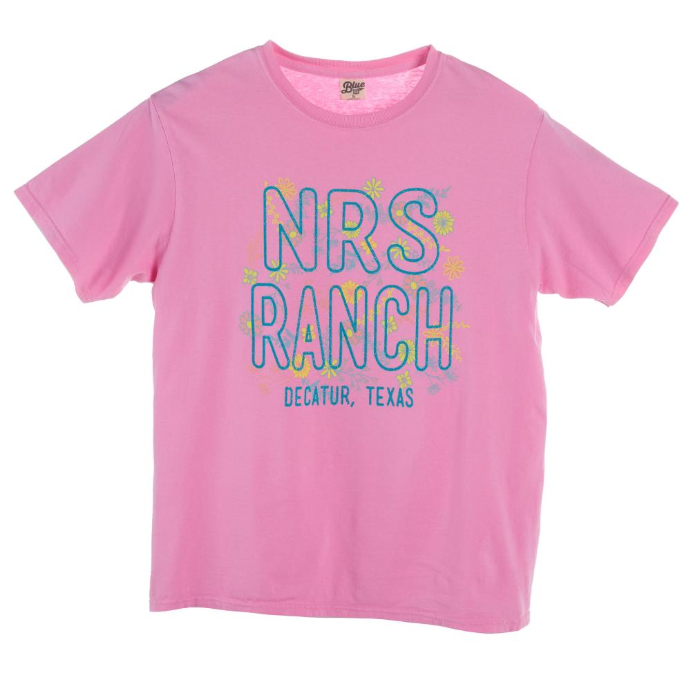 NRS Ranch Decatur TX Floral Logo Hot Pink Tee