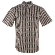 Men's Cream and Brown Vented Pearl Snap Shirt