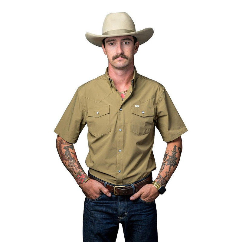 Men's Khaki Vented Pearl Snap Shirt