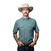 Men's Aqua Vented Pearl Snap Shirt