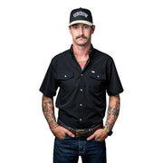 Men's Black Vented Pearl Snap Shirt