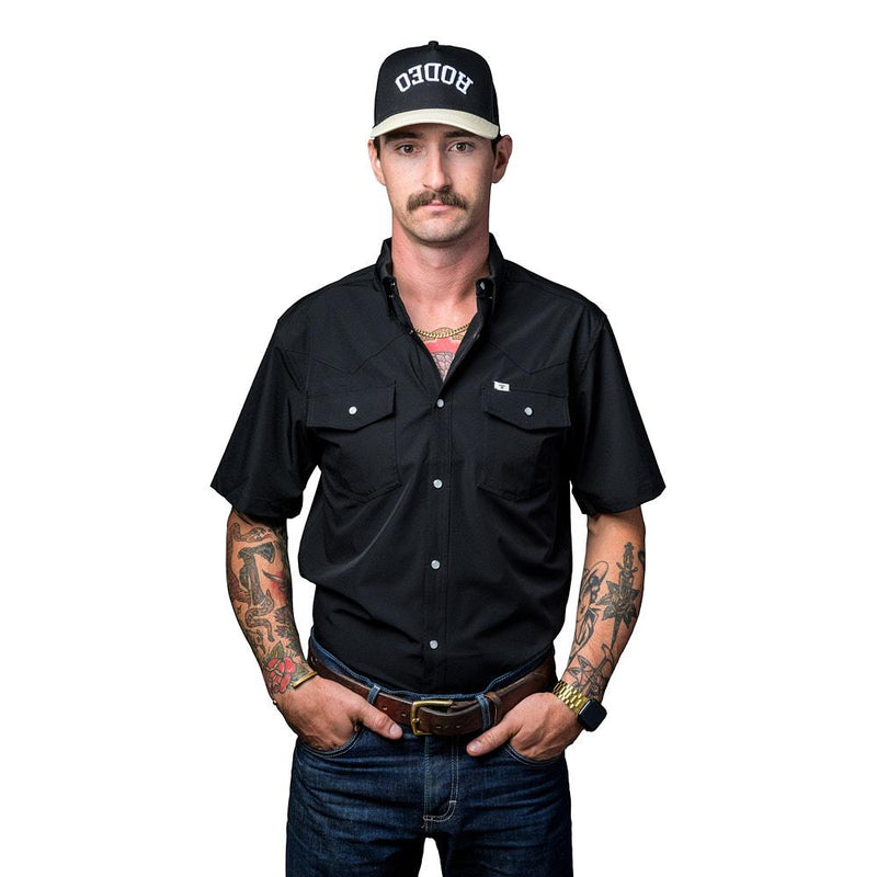 Men's Black Vented Pearl Snap Shirt