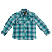 Boy's Blue Plaid Retro Snap Shirt