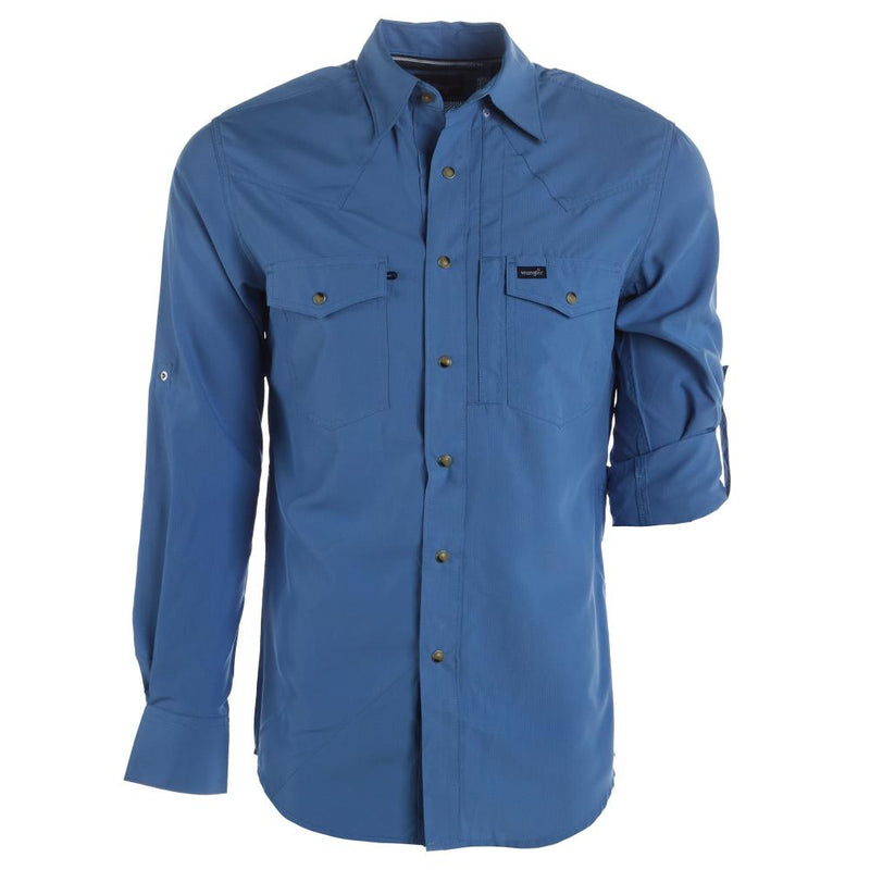 Men's Blue Performance Snap Shirt