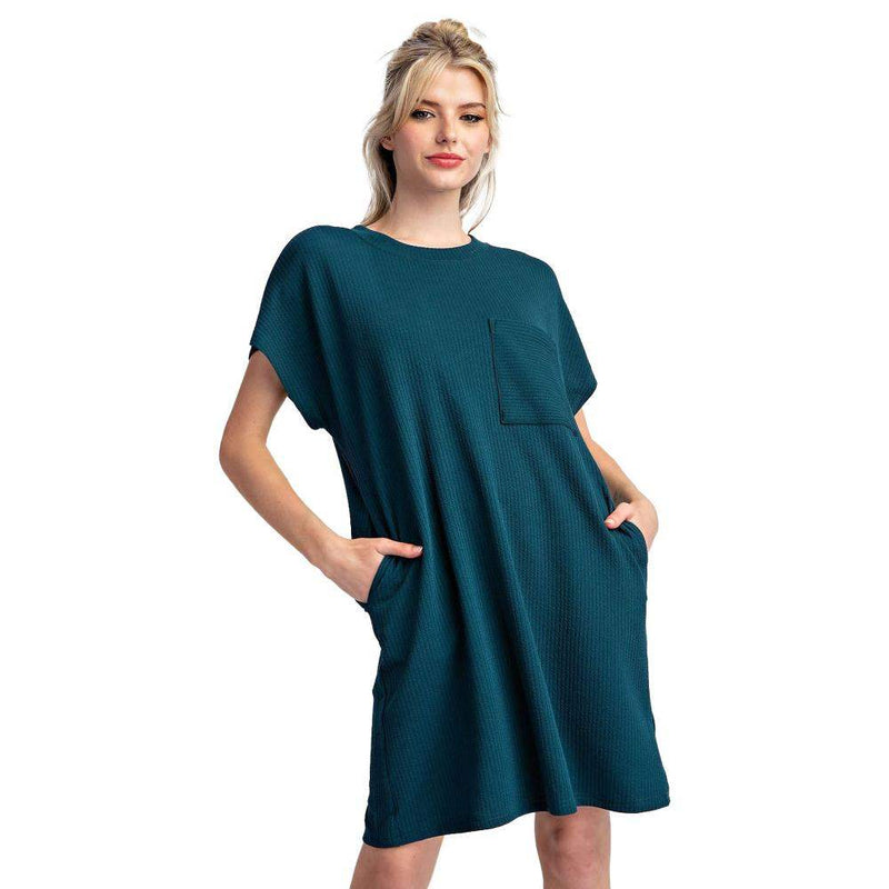 Women's Textured Mini Dress with Pockets