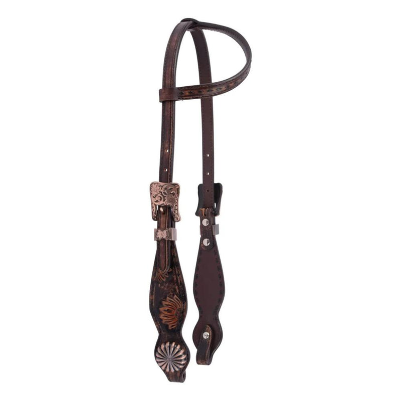 5/8 Inch Vintage Chocolate Sunflower Single Ear Headstall