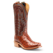 Men`s Brandy Full Quill Ostrich Culver 13In Cognac Goat Top Cowboy Boot