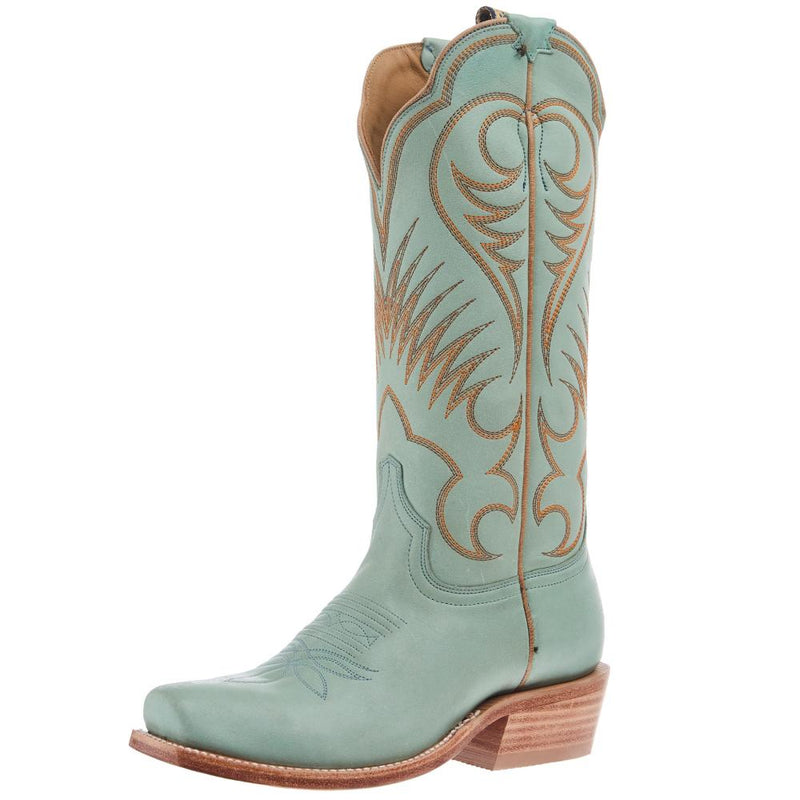Women`s Leawood Robin`s Egg Burnished Cowhide Cutter Toe 13In Cowgirl Boot