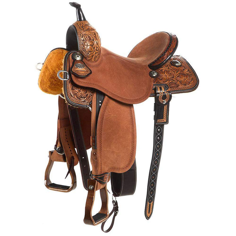 Natural 1/2 Breed Wyoming Flower 13 1/2 Inch BTR Barrel Saddle