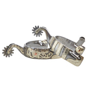 Double Mounted Silver Engraved Men's Western Spurs