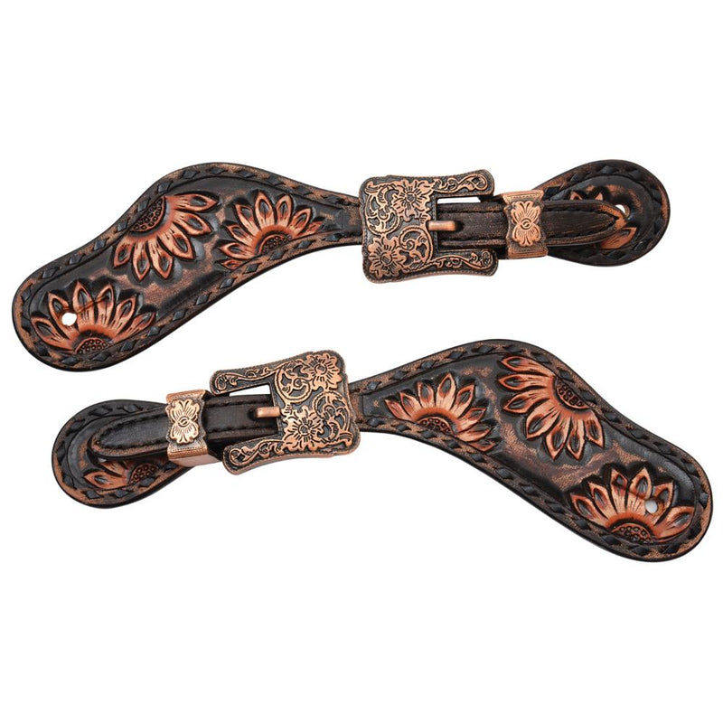 Vintage Chocolate Sunflower Ladies/Youth Spur Straps