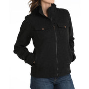 Women's Black Brushed Knit Shirt Jacket