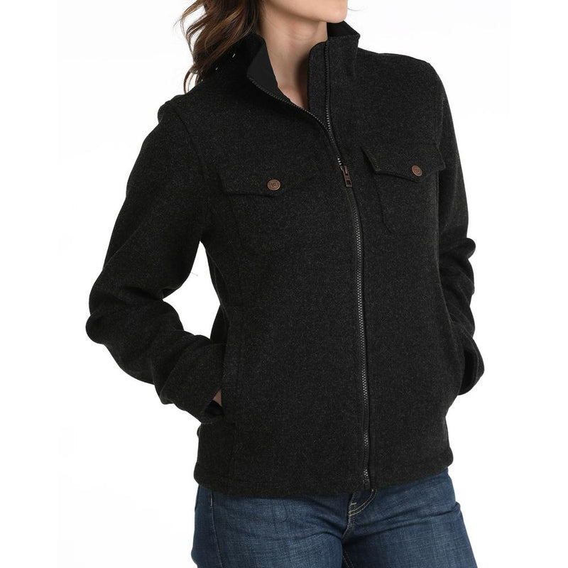 Women's Black Brushed Knit Shirt Jacket
