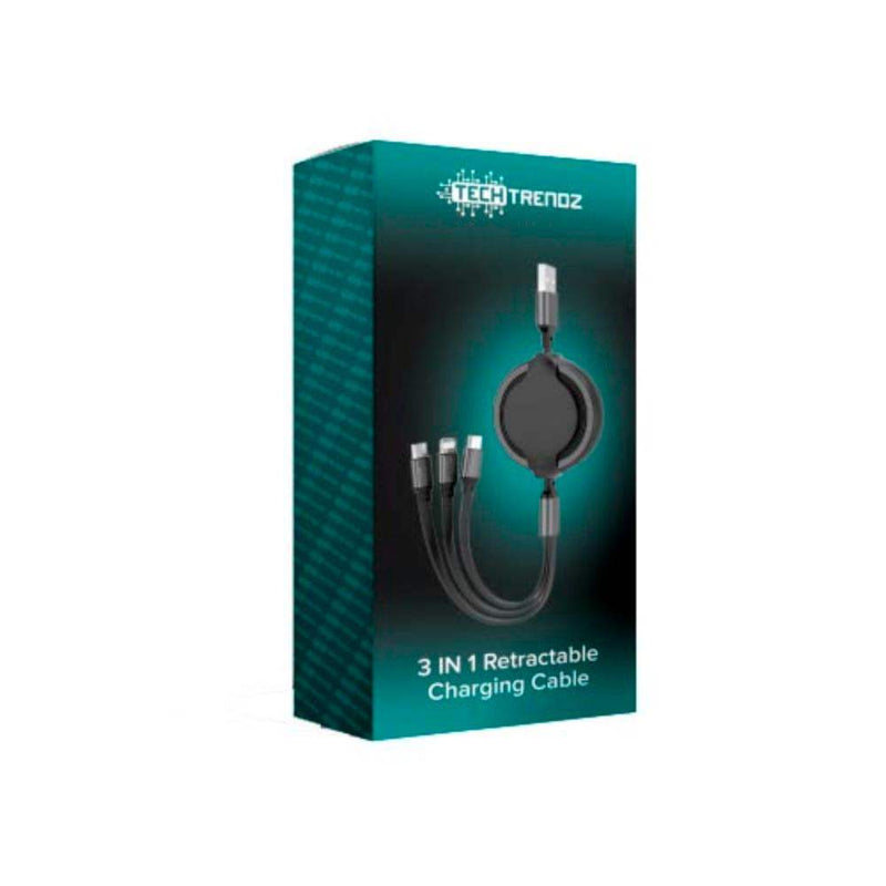 Black Retractable 3 in 1 Cable