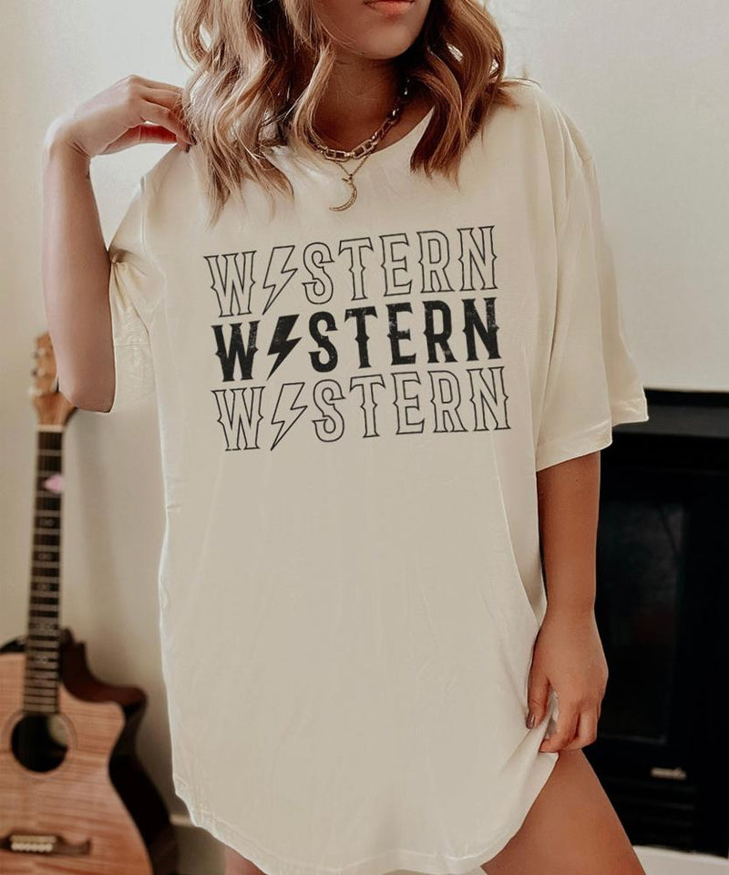 Women's Western Bolt Natural Tee
