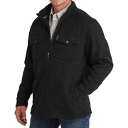 Men's Black Brushed Knit Shirt Jacket