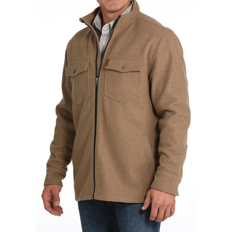Men's Khaki Brushed Knit Shirt Jacket