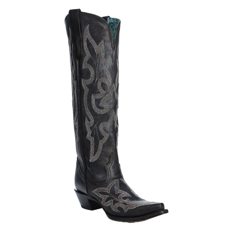 Women's Black Tall Embroidered Boot