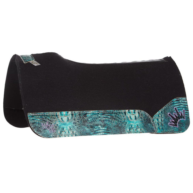 Kush Turquoise Croc Black Felt Saddle Pad 3/4x30x30