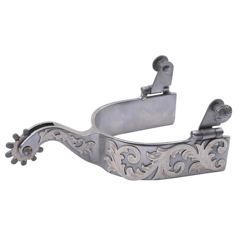 Silver Engraved 1 1/8 Inch Mens All Around Western Spurs