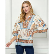 Women's 3/4 Sleeve Printed Blouse Top