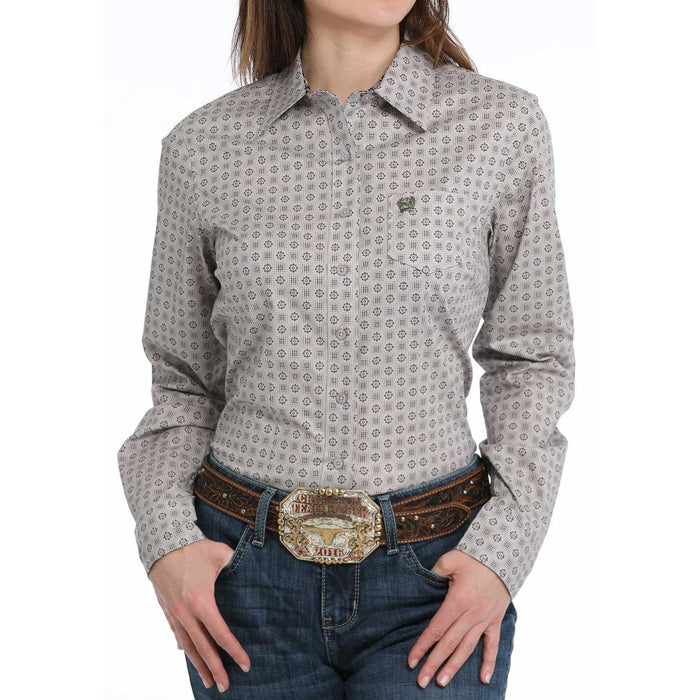 Women's Lilac Print Button Down Shirt