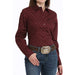 Women's Burgundy Print Button Down Shirt