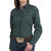 Women's Green Print Button Down Shirt