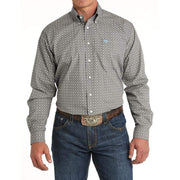 Men's Blue Print Button Down Shirt