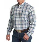Men's Blue Plaid Button Down Shirt