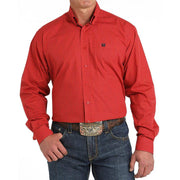 Men's Red Dollar Sign Print Button Down Shirt
