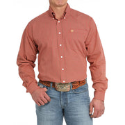 Men's Red Print Button Down Shirt