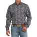 Men's Navy Print Button Down Shirt