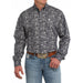 Men's Navy Print Button Down Shirt