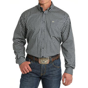 Men's Blue Print Button Down Shirt