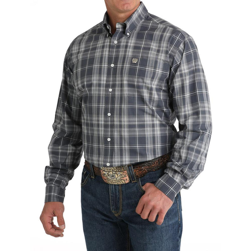 Men's Blue Plaid Button Down Shirt