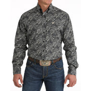 Men's Black Paisley Button Down Shirt