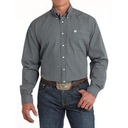 Men's Black Print Button Down Shirt