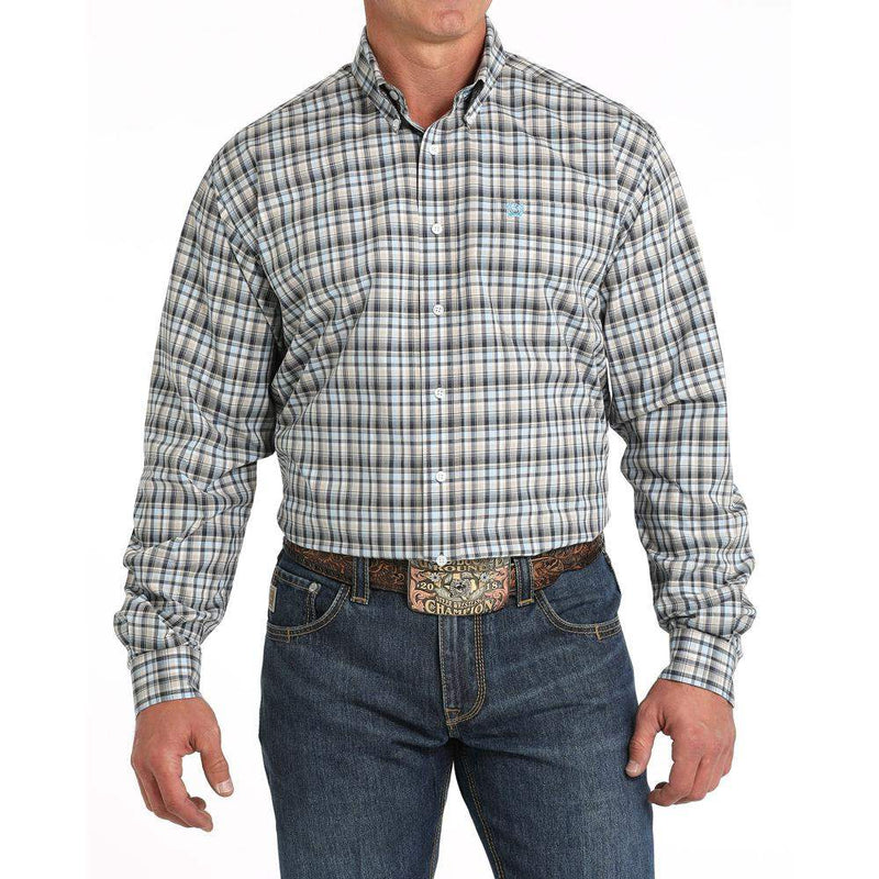 Men's Blue Plaid Button Down Shirt