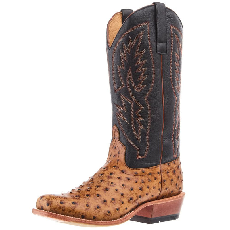Men`s Honey Impostrich Vamp 13In Black Dillion Top Cowboy Boot