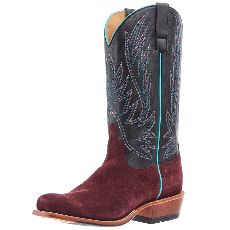 Men`s Burgundy Suede Vamp 13In Black Durango Top Cowboy Boot