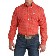 Men's Red Print Button Down Shirt