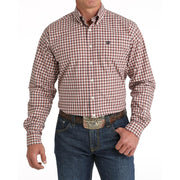 Men's Cream Plaid Button Down Shirt
