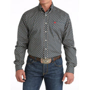 Men's Navy Print Button Down Shirt