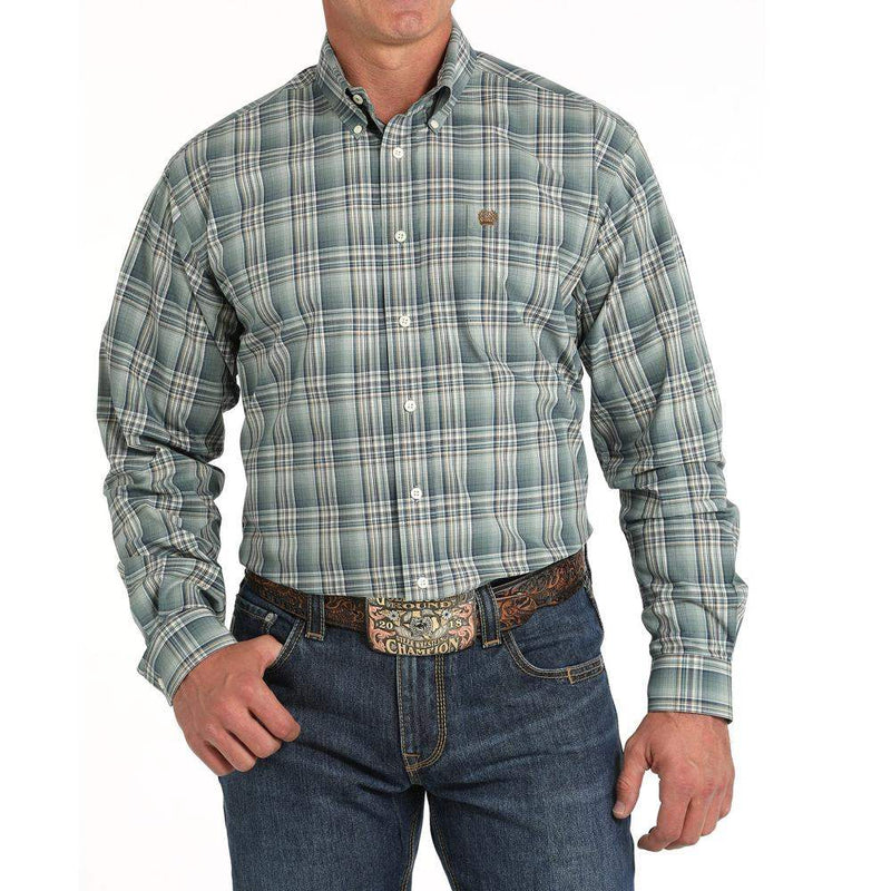 Men's Green Plaid Button Down Shirt