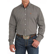 Men's Brown Print Button Down Shirt