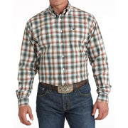 Men's White Plaid Button Down Shirt