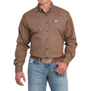 Men's Black Print Button Down Shirt
