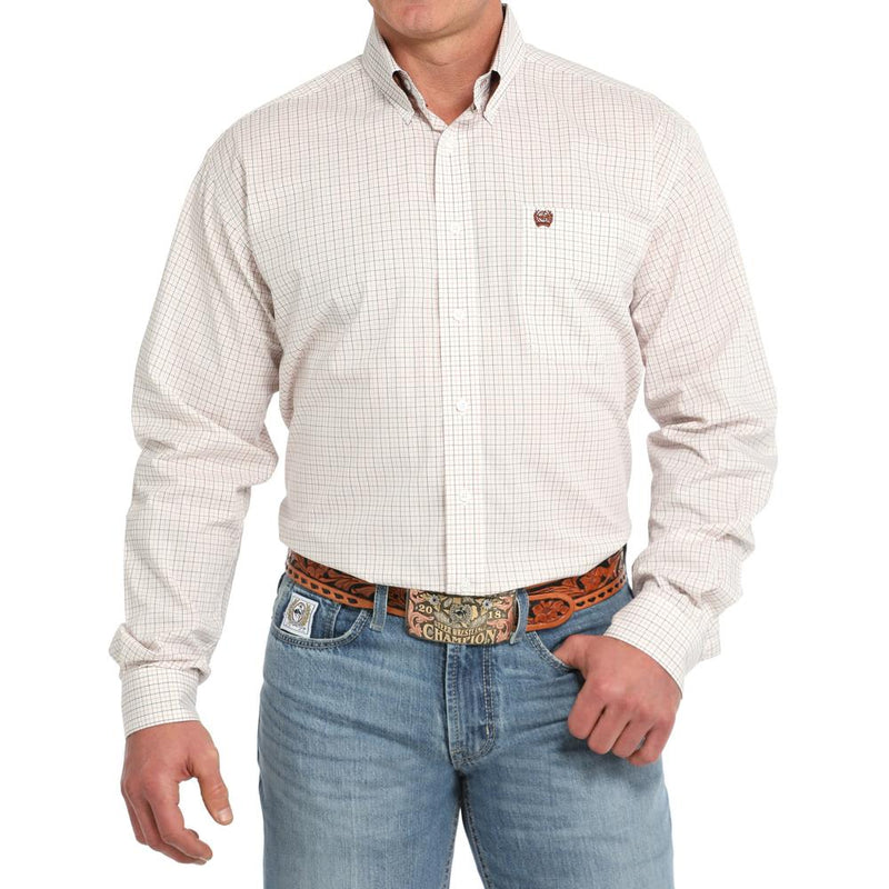 Cinch Men's White Print Button Down Shirt