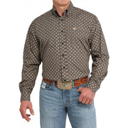 Men's Black Print Button Down Shirt